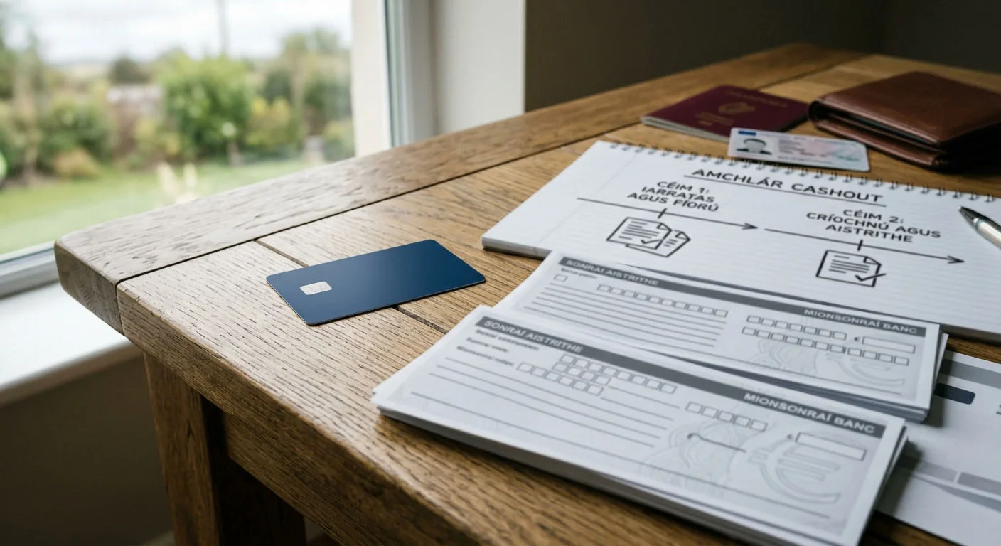 A withdrawal timeline beside euro bank-transfer notes and identity documents